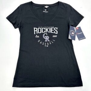Colorado Rockies Baseball V Neck Tee Women's Small